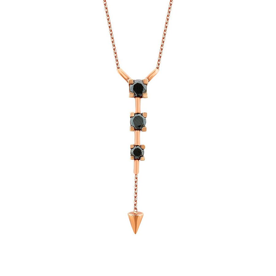 0,59 Carat Black Stone Dangle Necklace