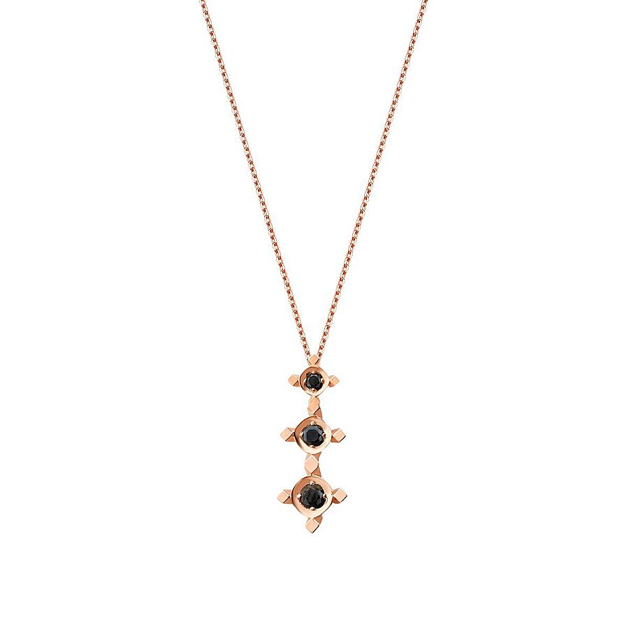 0,09 Carat Black Stone Tria Necklace
