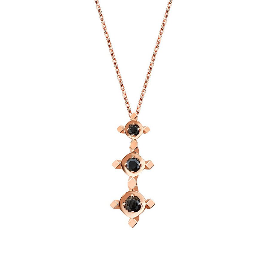 0,09 Carat Black Stone Tria Necklace