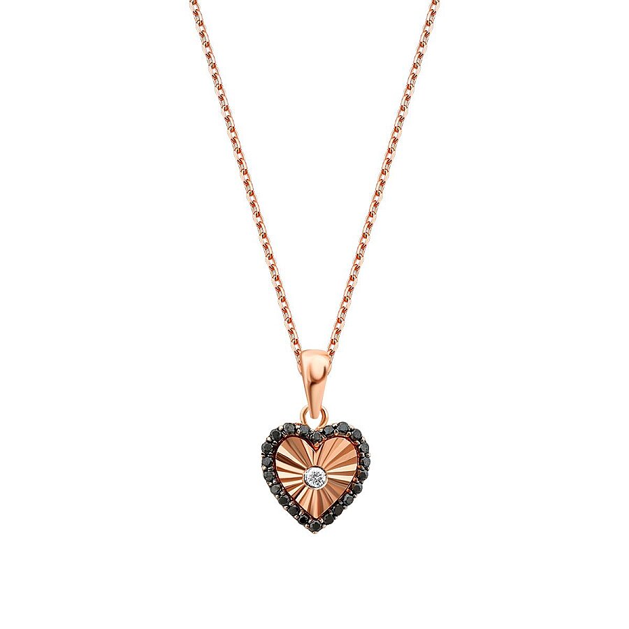 0,13 Carat Diamond Black Stone Heart Necklace