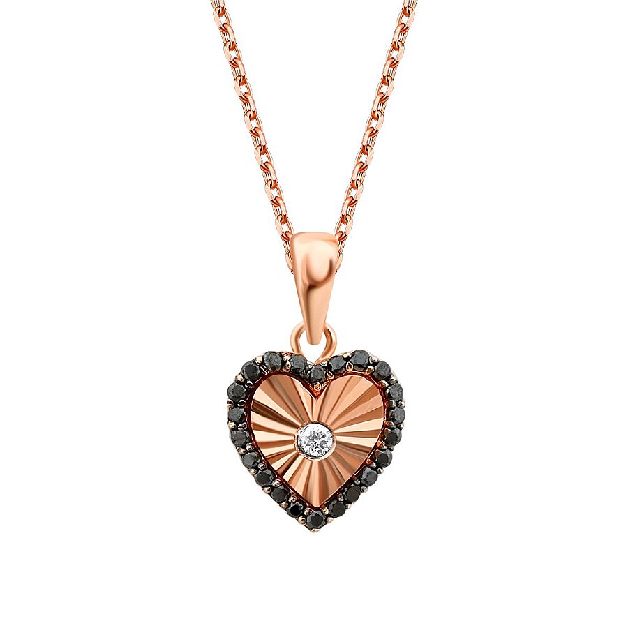 0,13 Carat Diamond Black Stone Heart Necklace