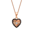 0,13 Carat Diamond Black Stone Heart Necklace