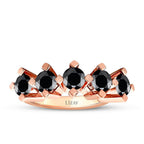 2,39 Carat Black Stone Five Stone Ring