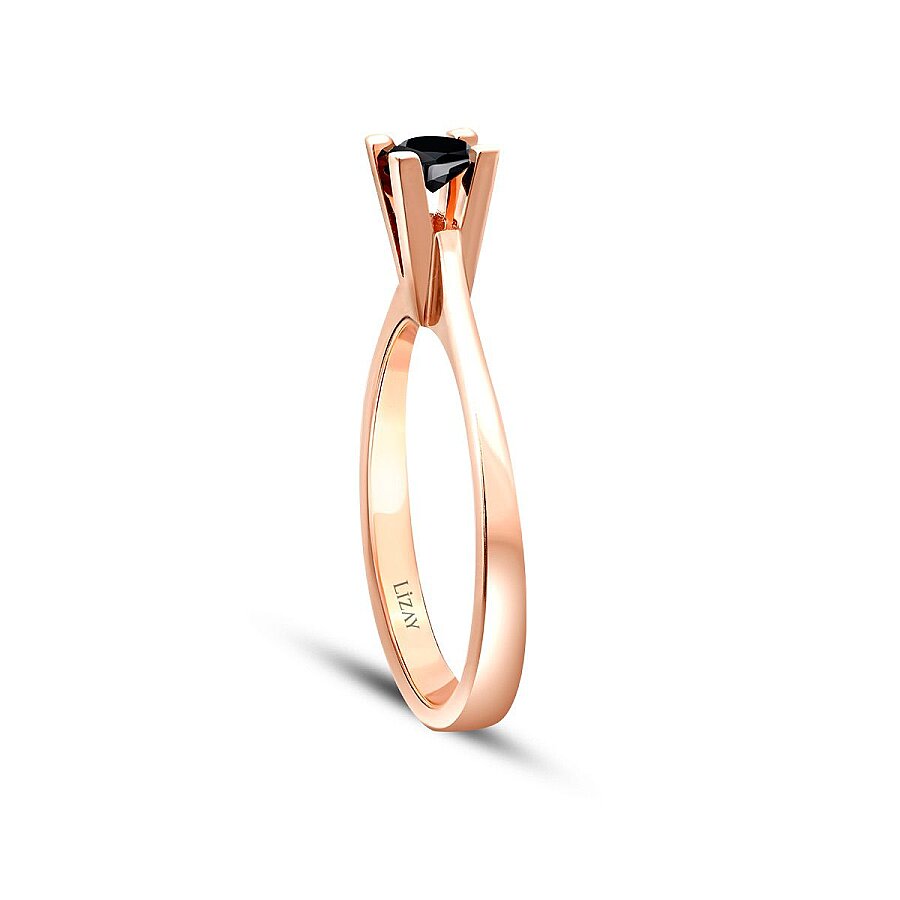 0,23 Carat Black Stone Solitaire Ring