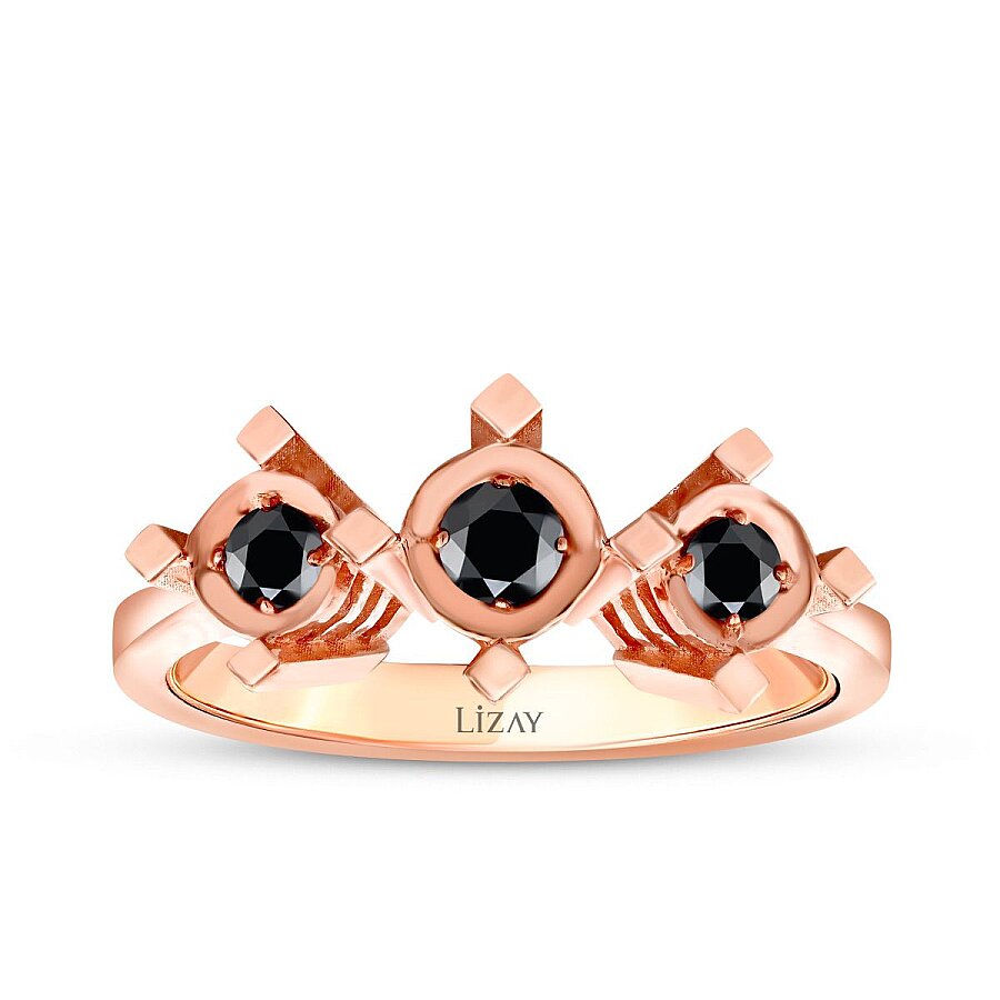 0,13 Carat Black Stone Effect Tria Ring