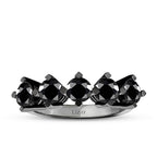 1,55 Carat Black Stone Five Stone Ring