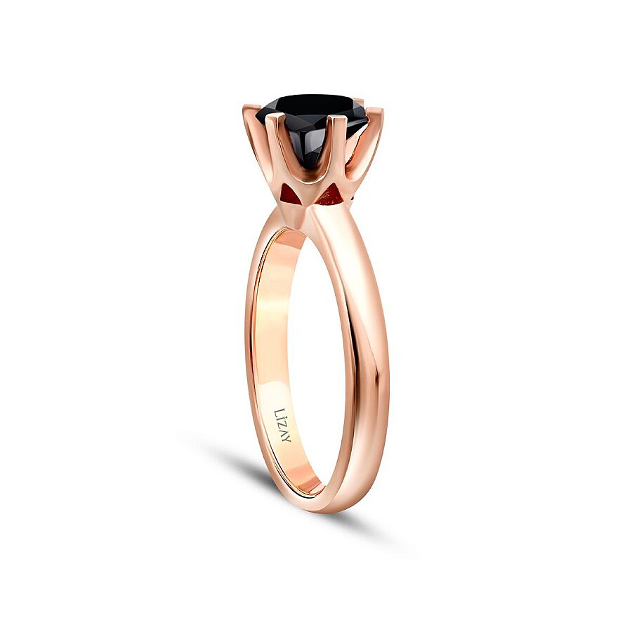 1,37 Carat Black Stone Solitaire Ring