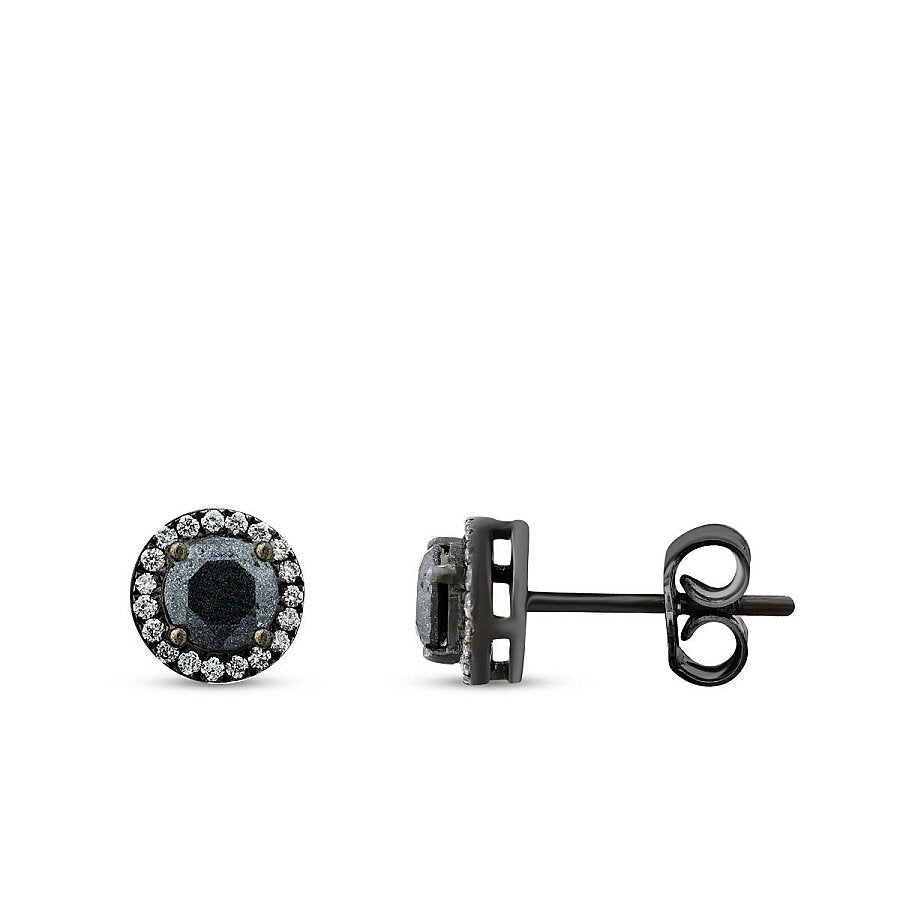 0,73 Carat Diamond Black Stone Earring