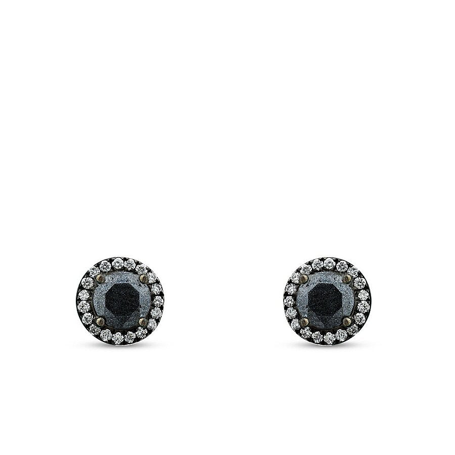 0,73 Carat Diamond Black Stone Earring