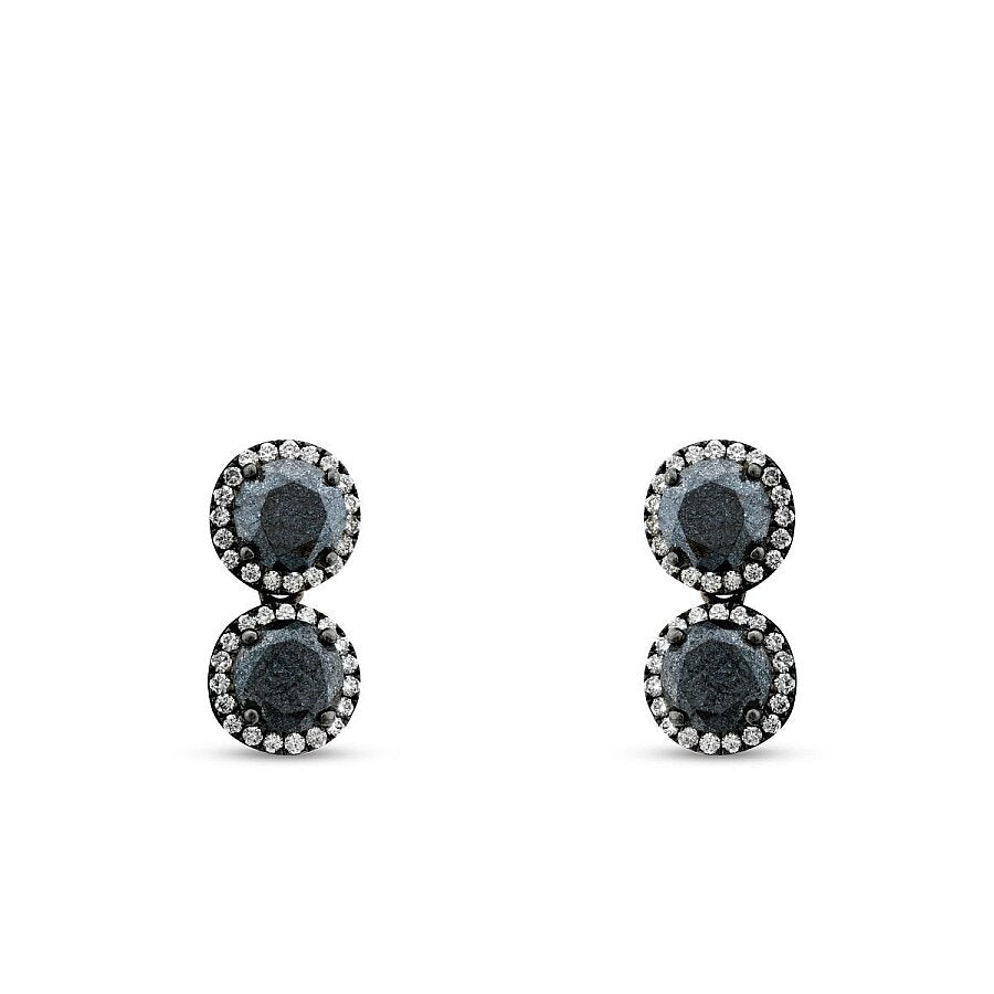 1,85 Carat Diamond Black Stone Earring