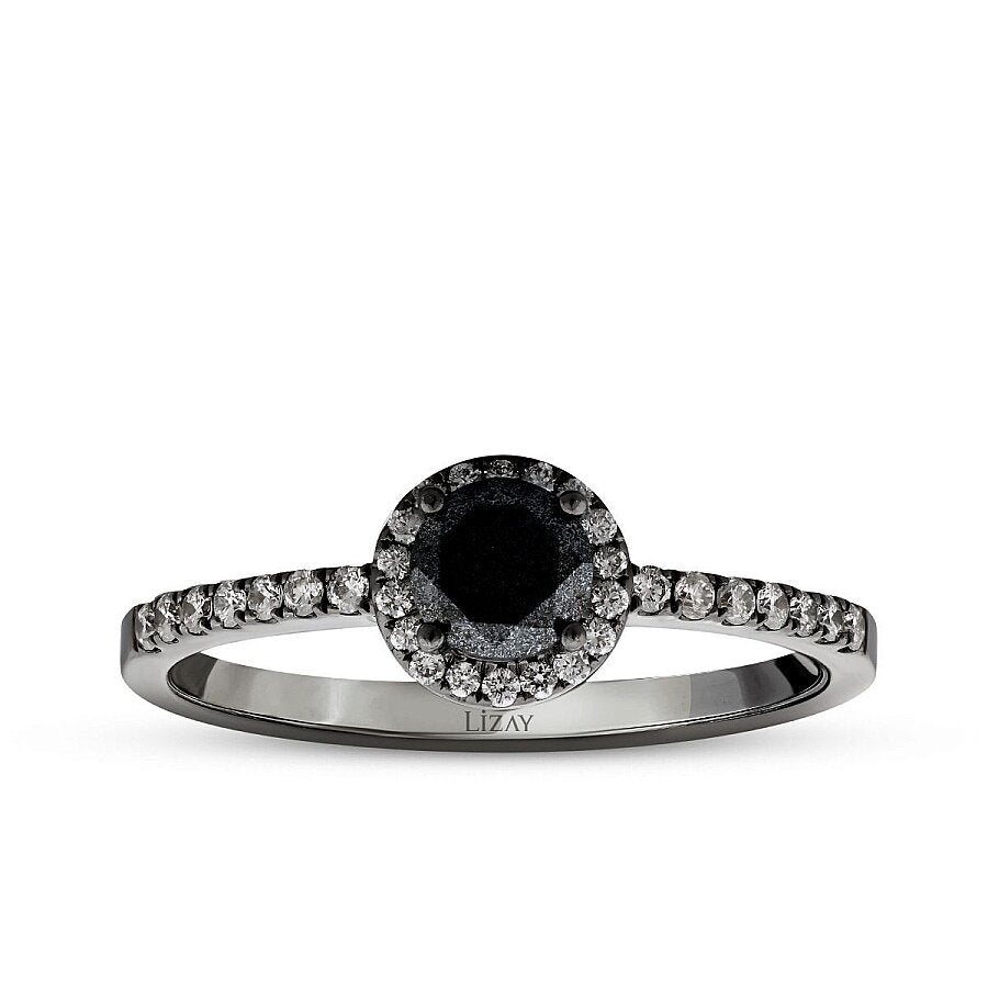 0,47 Carat Diamond Black Stone Ring
