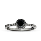 0,47 Carat Diamond Black Stone Ring
