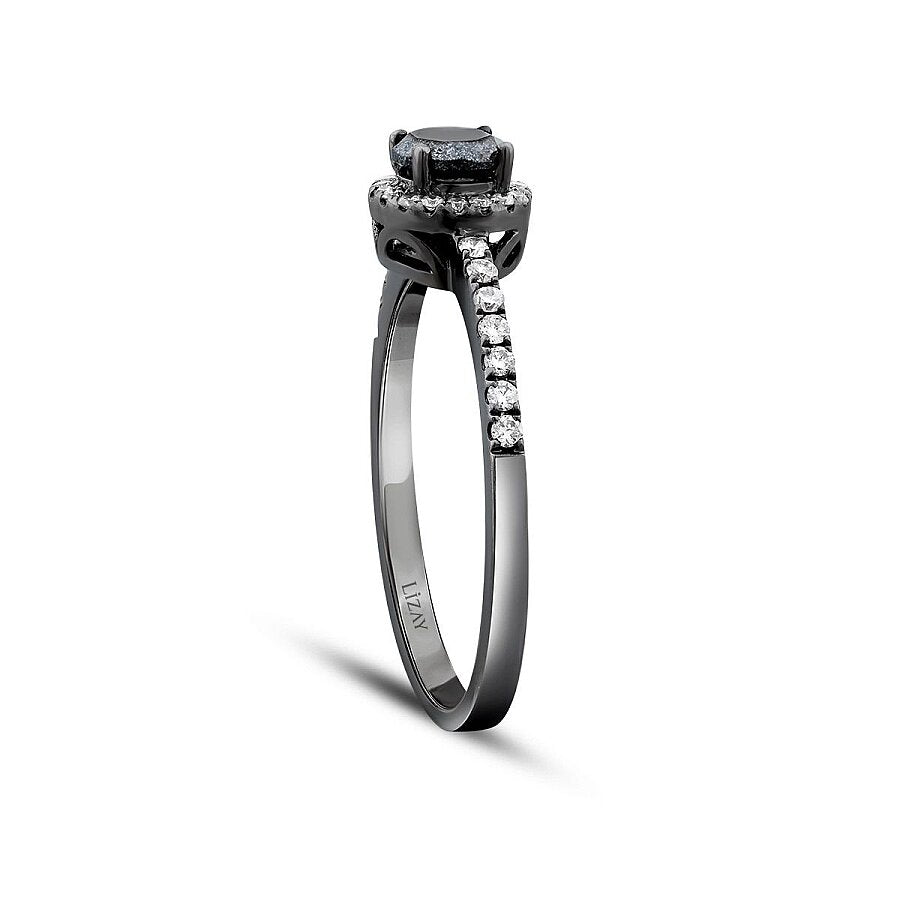 0,47 Carat Diamond Black Stone Ring