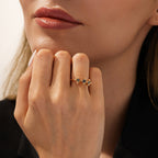 0,13 Carat Black Stone Effect Tria Ring