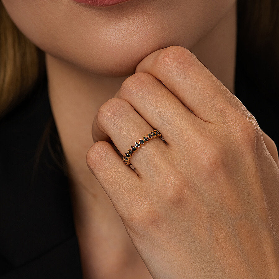 0,78 Carat Black Stone Eternity Ring
