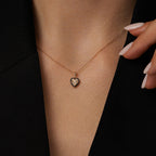 0,13 Carat Diamond Black Stone Heart Necklace
