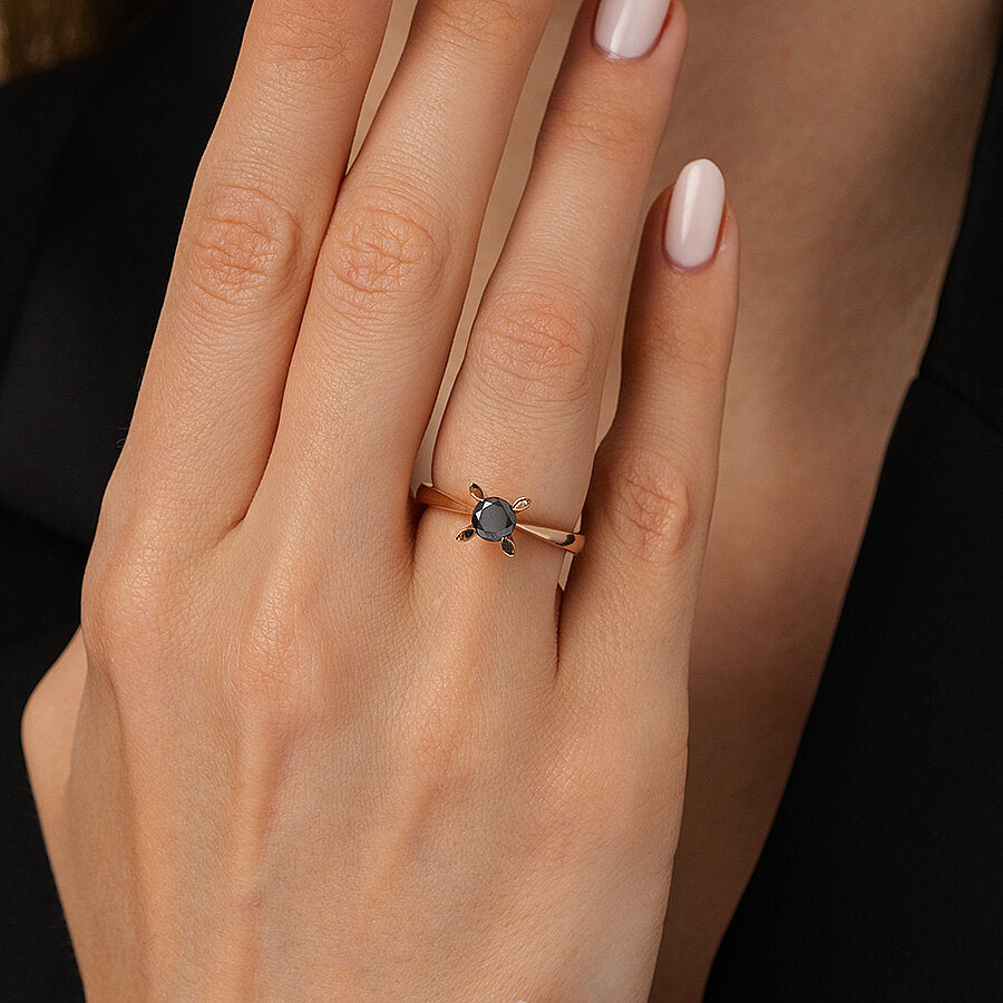 0,51 Carat Black Stone Solitaire Ring