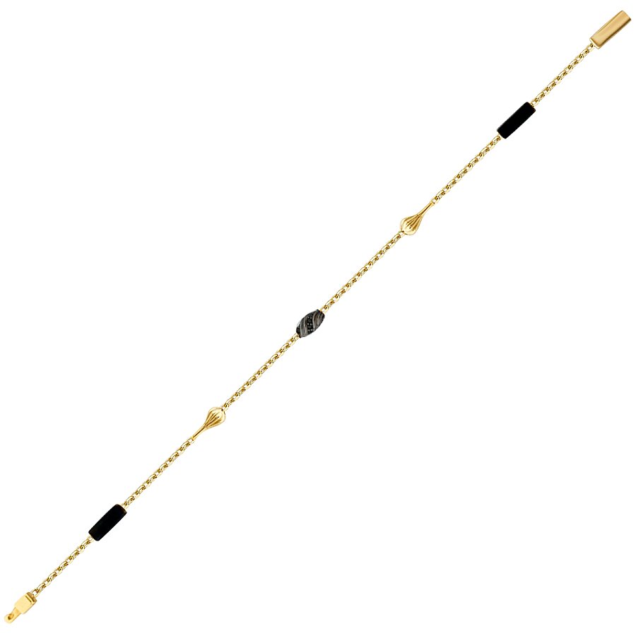 Gold Black Spinel Stone Men's Bracelet
