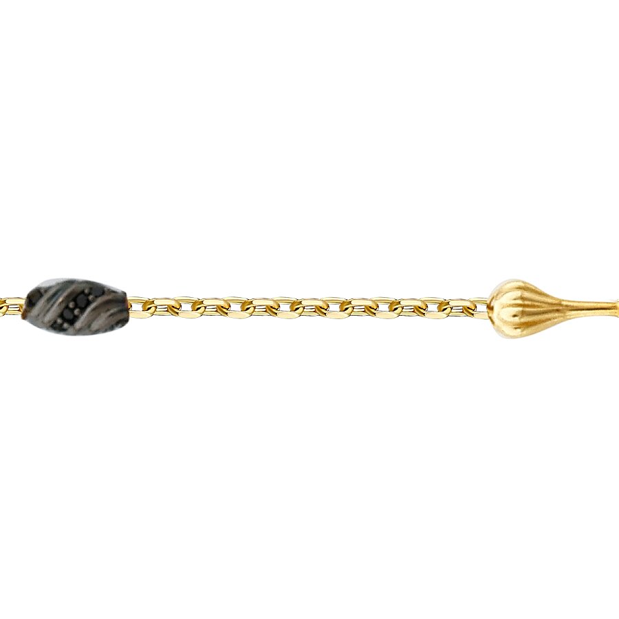 Gold Black Spinel Stone Men's Bracelet