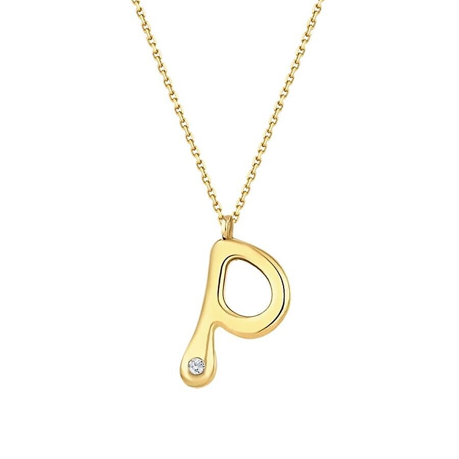 0,02 Carat Diamond Letter P  Necklace