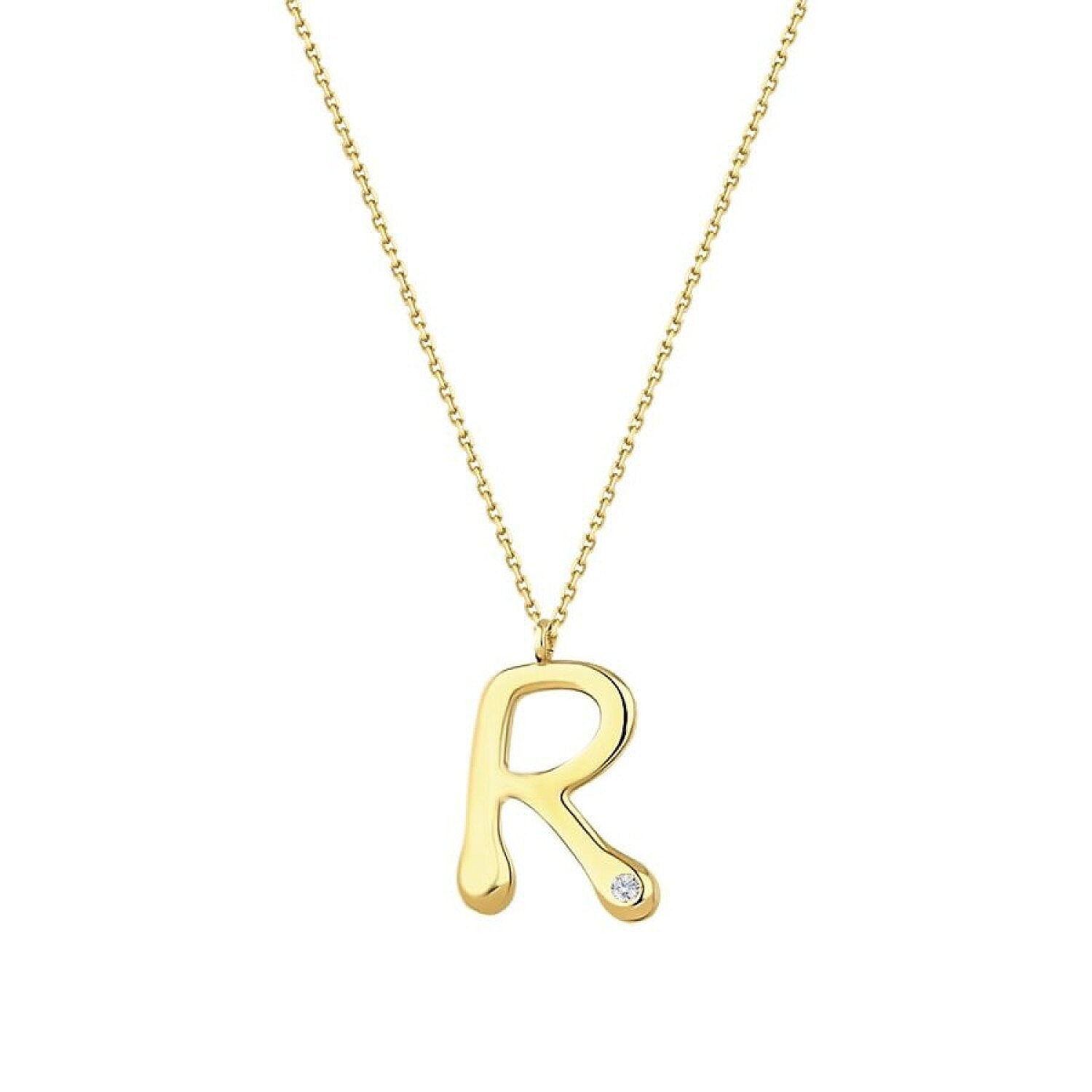 0,02 Carat Diamond Letter R  Necklace
