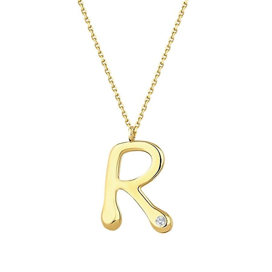 0,02 Carat Diamond Letter R  Necklace