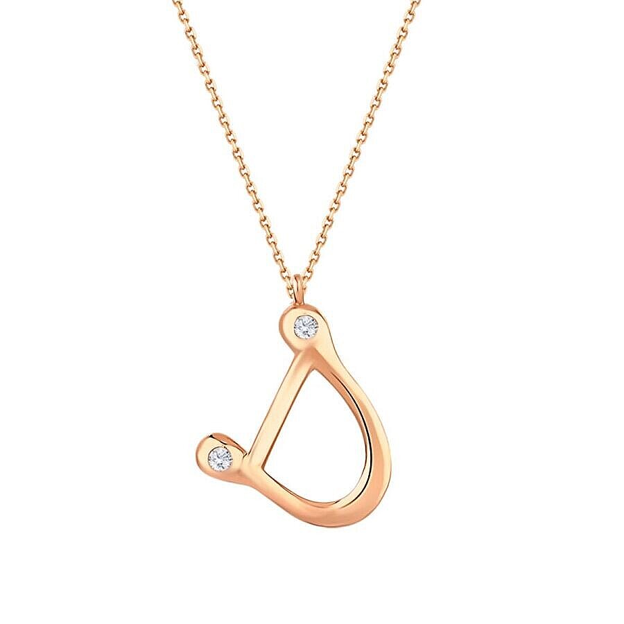 0,04 Carat Diamond D Letter Necklace