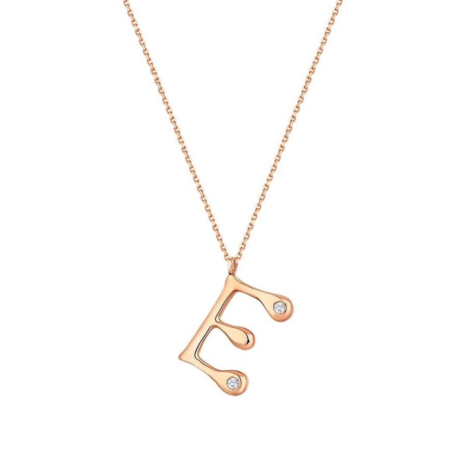 0,04 Carat Diamond E Letter Necklace