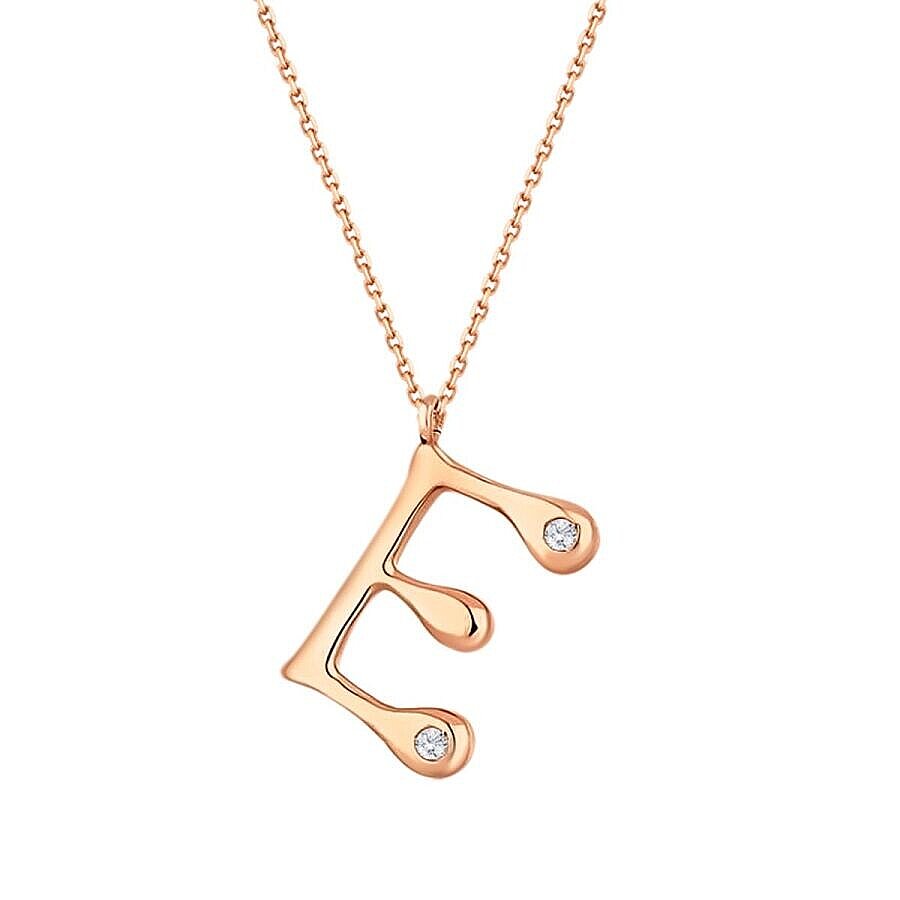 0,04 Carat Diamond E Letter Necklace