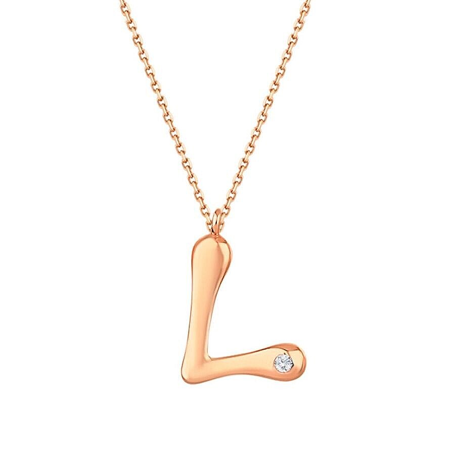 0,02 Carat Diamond L Letter Necklace