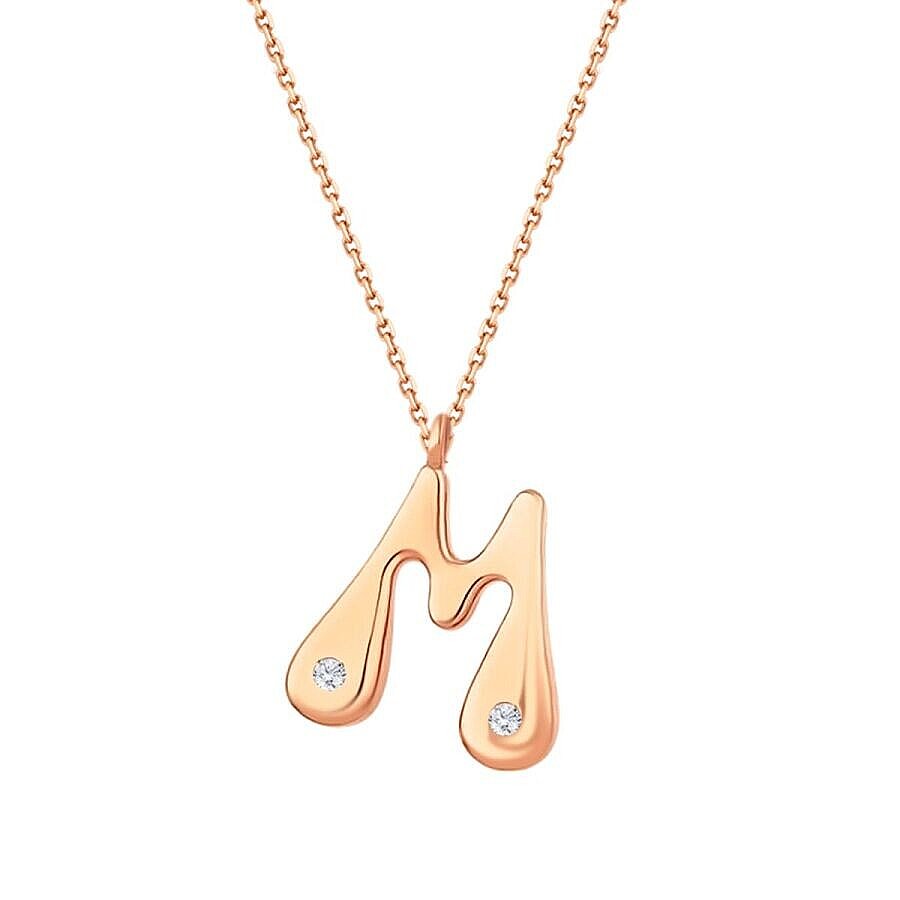 0,04 Carat Diamond M Letter Necklace