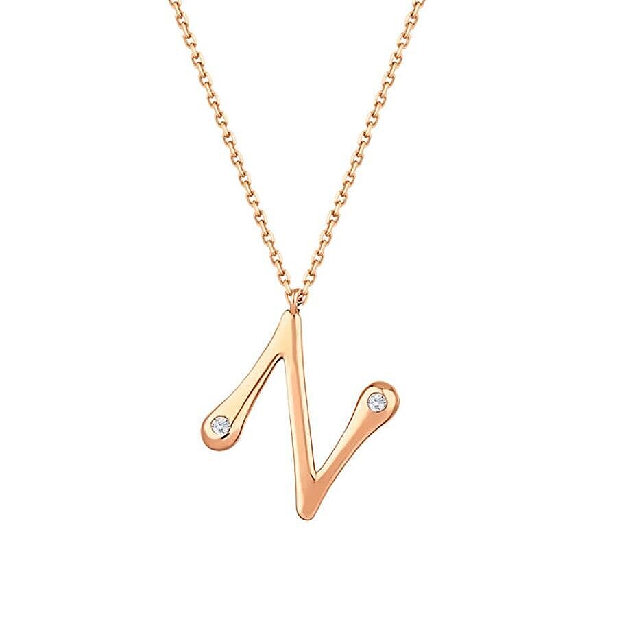 0,04 Carat Diamond N Letter Necklace