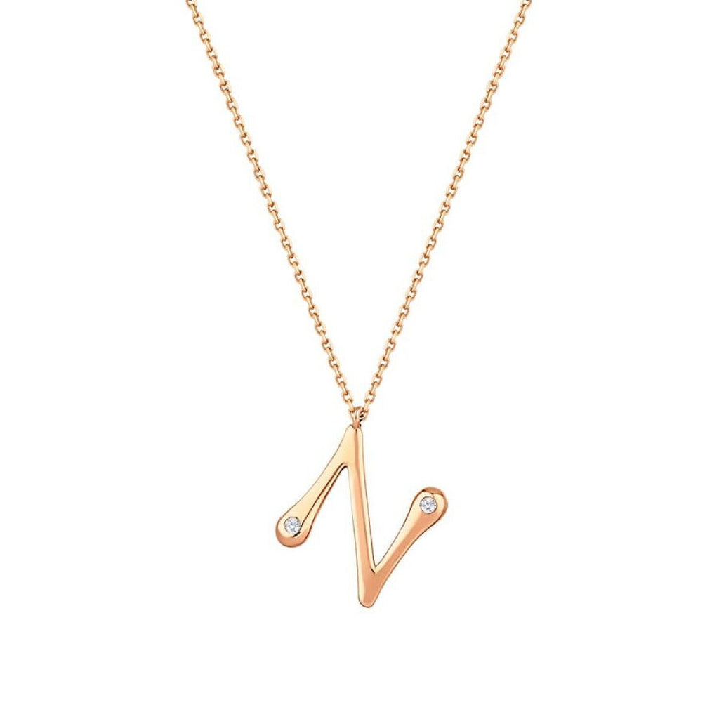 0,04 Carat Diamond N Letter Necklace