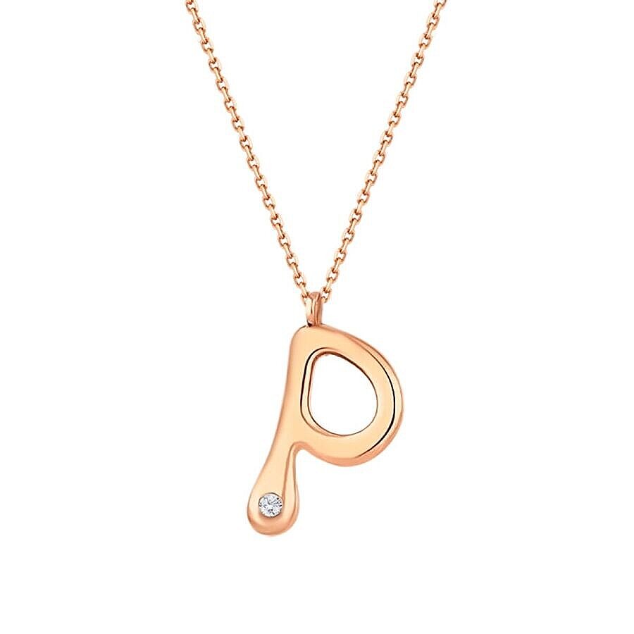 0,02 Carat Diamond P Letter Necklace