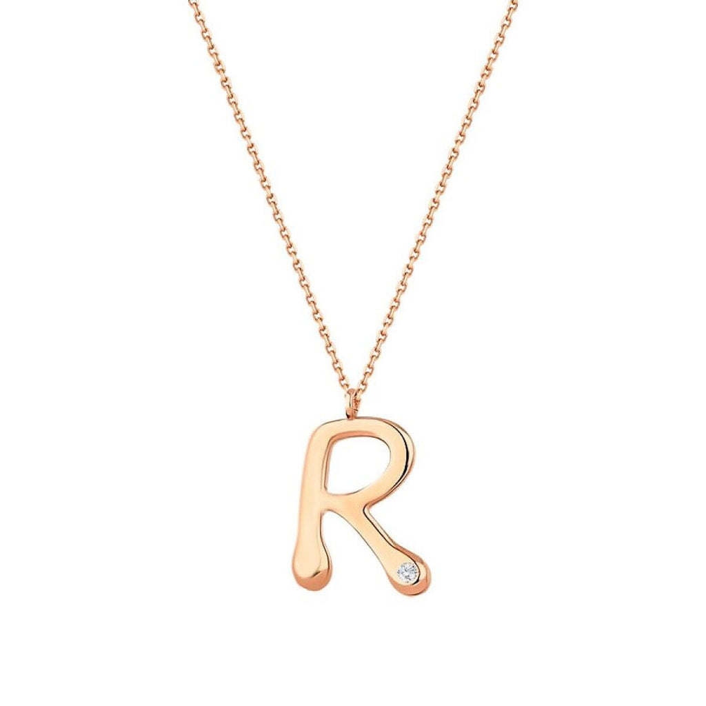 0,02 Carat Diamond R Letter Necklace