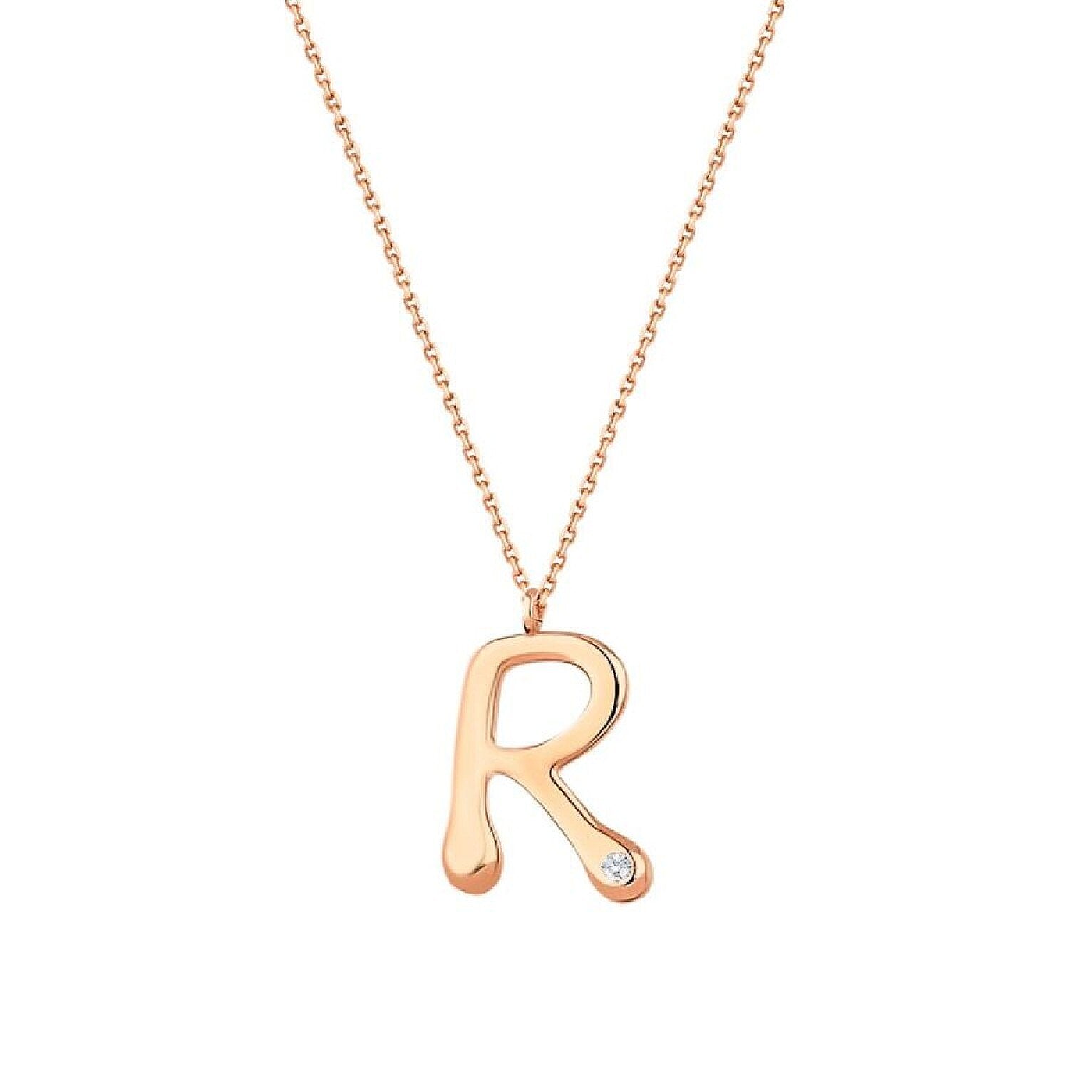 0,02 Carat Diamond R Letter Necklace