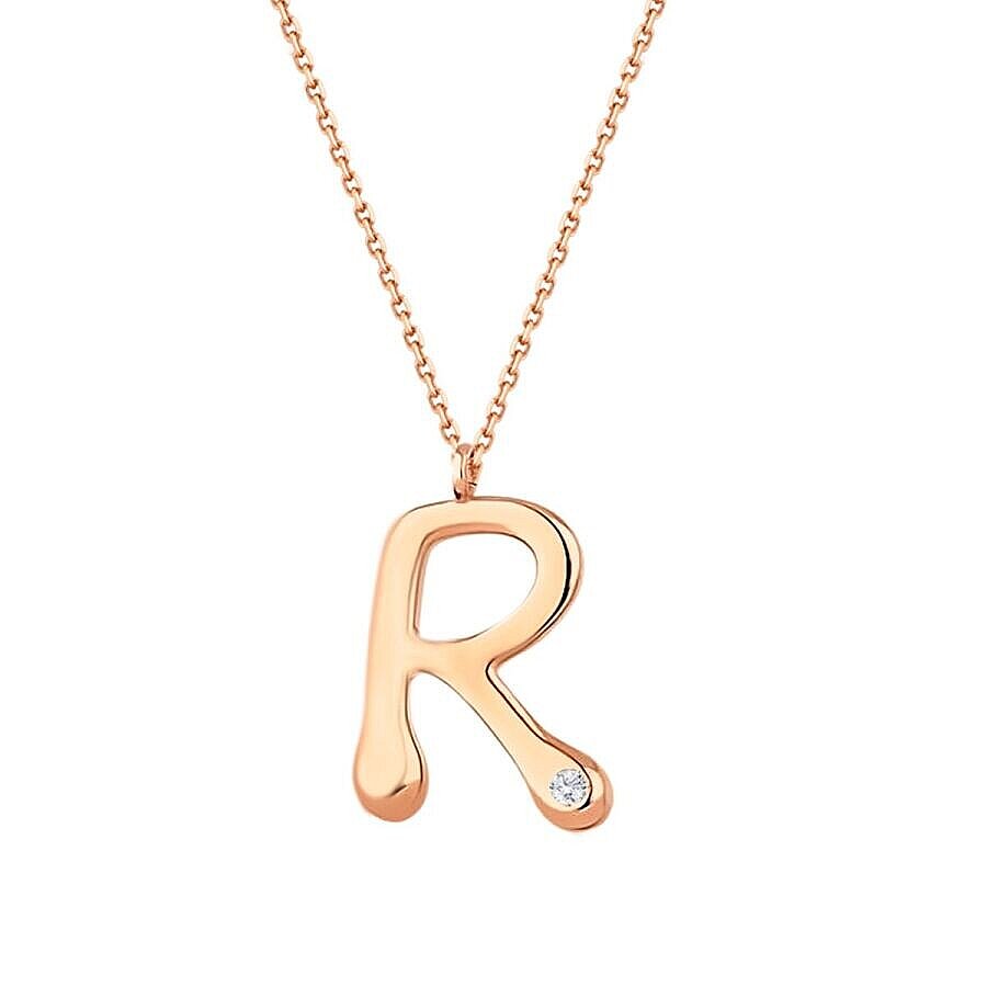 0,02 Carat Diamond R Letter Necklace