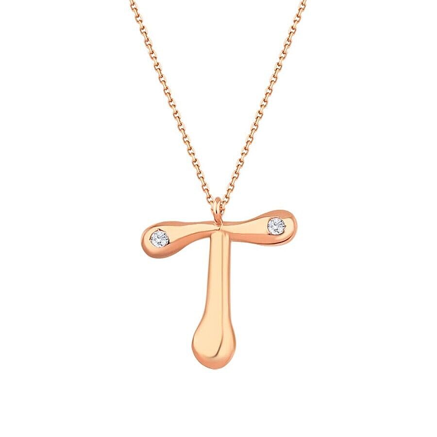 0,04 Carat Diamond T Letter Necklace