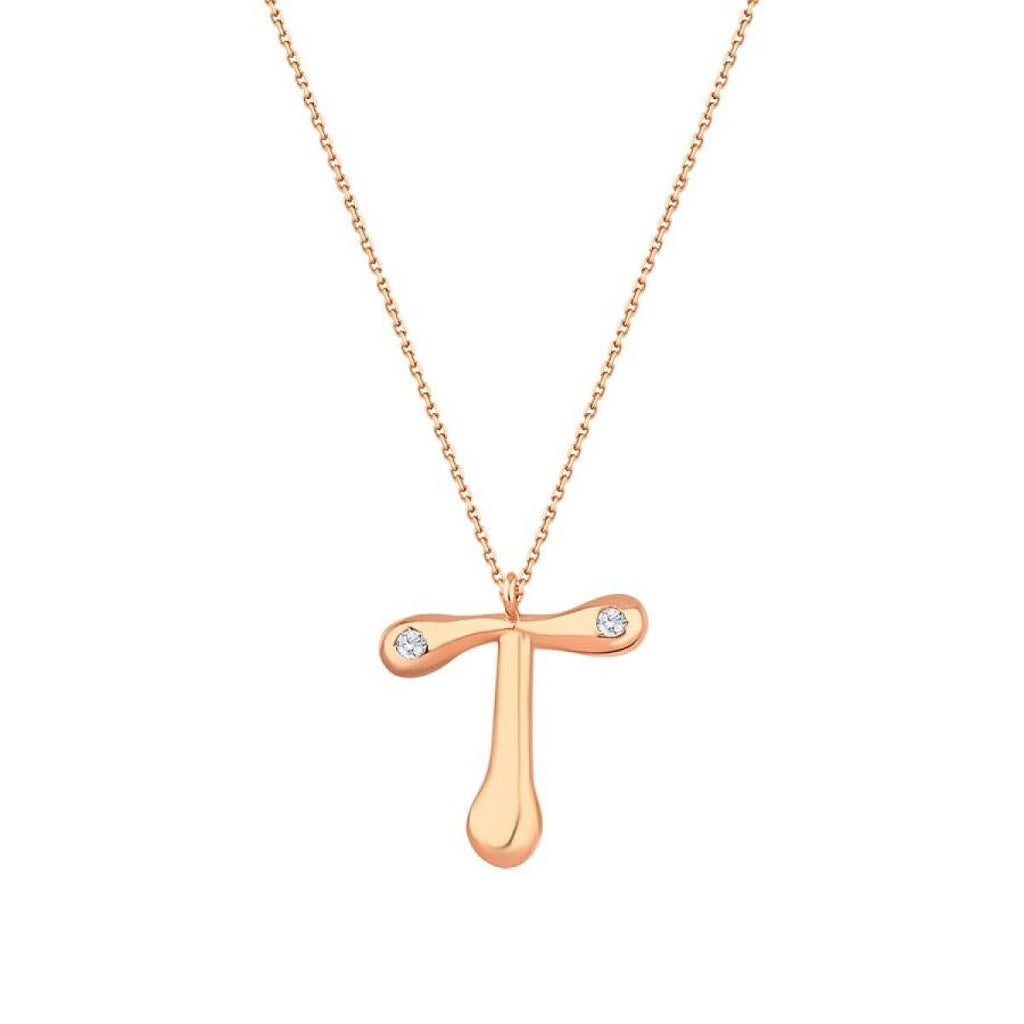 0,04 Carat Diamond T Letter Necklace