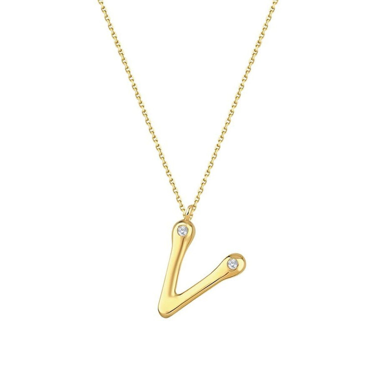 0,04 Carat Diamond V Letter Necklace