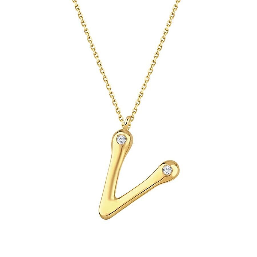0,04 Carat Diamond V Letter Necklace