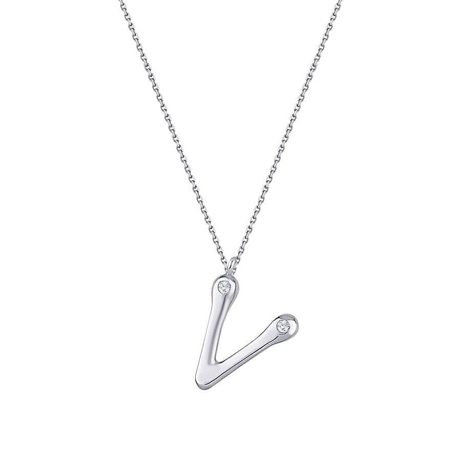 0,04 Carat Diamond V Letter Necklace