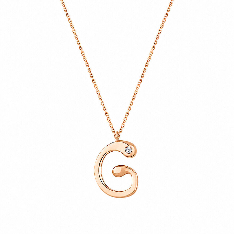 0,02 Carat Diamond G Letter Necklace