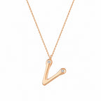 0,04 Carat Diamond V Letter Necklace