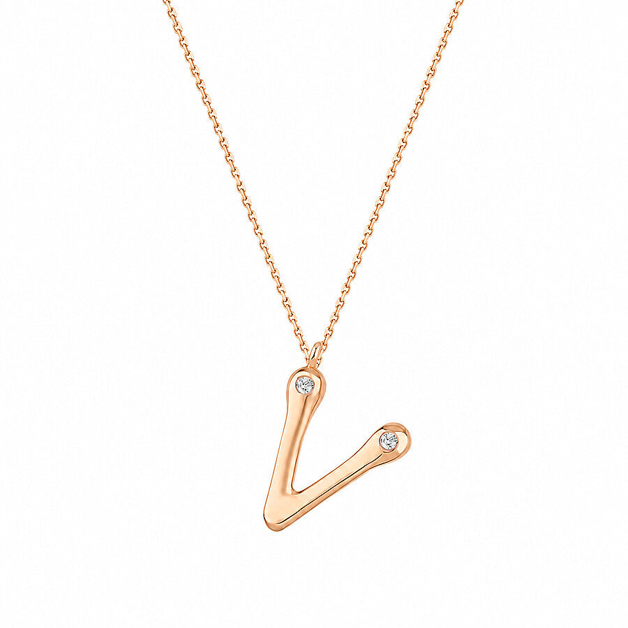 0,04 Carat Diamond V Letter Necklace
