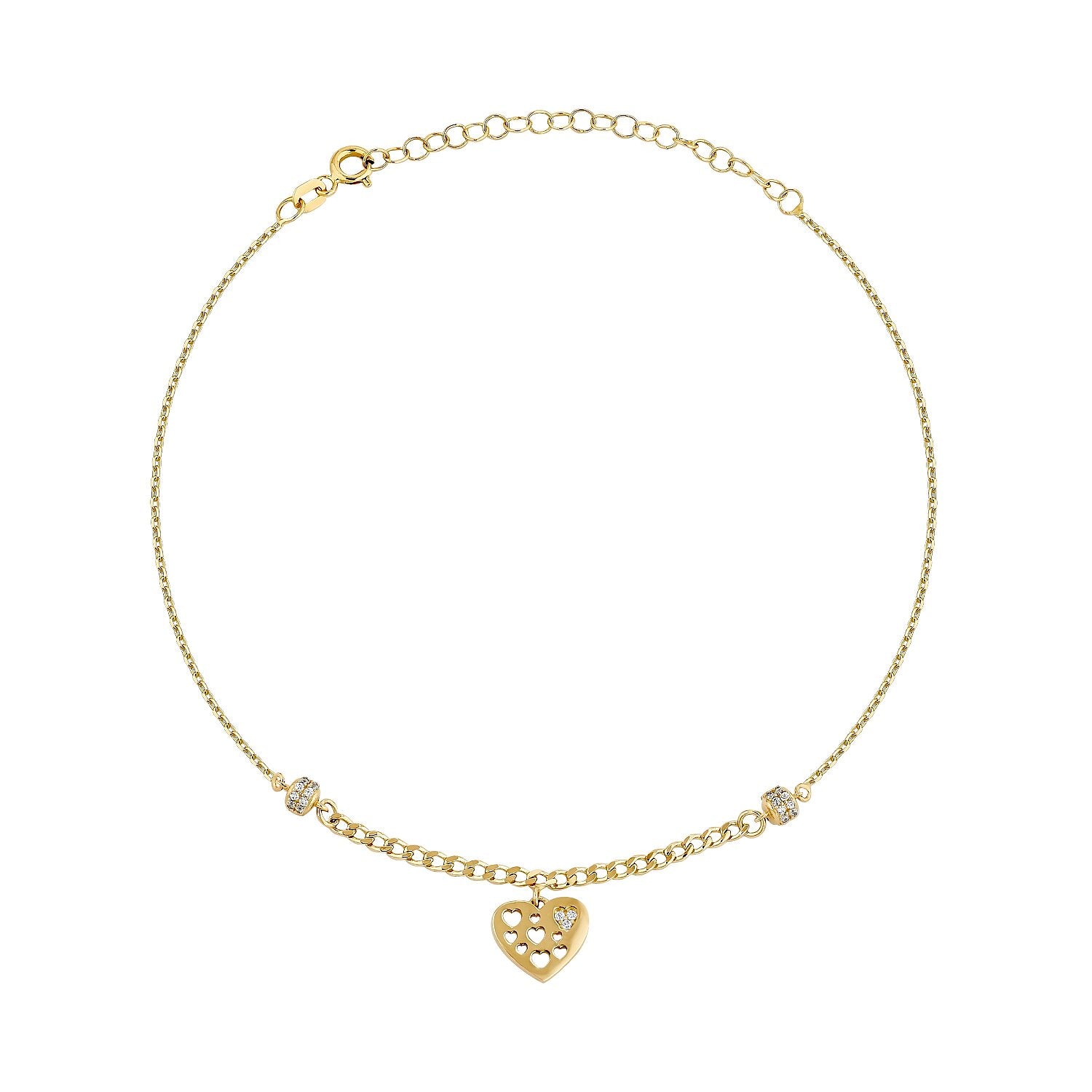 Gold Heart Stone Anklet