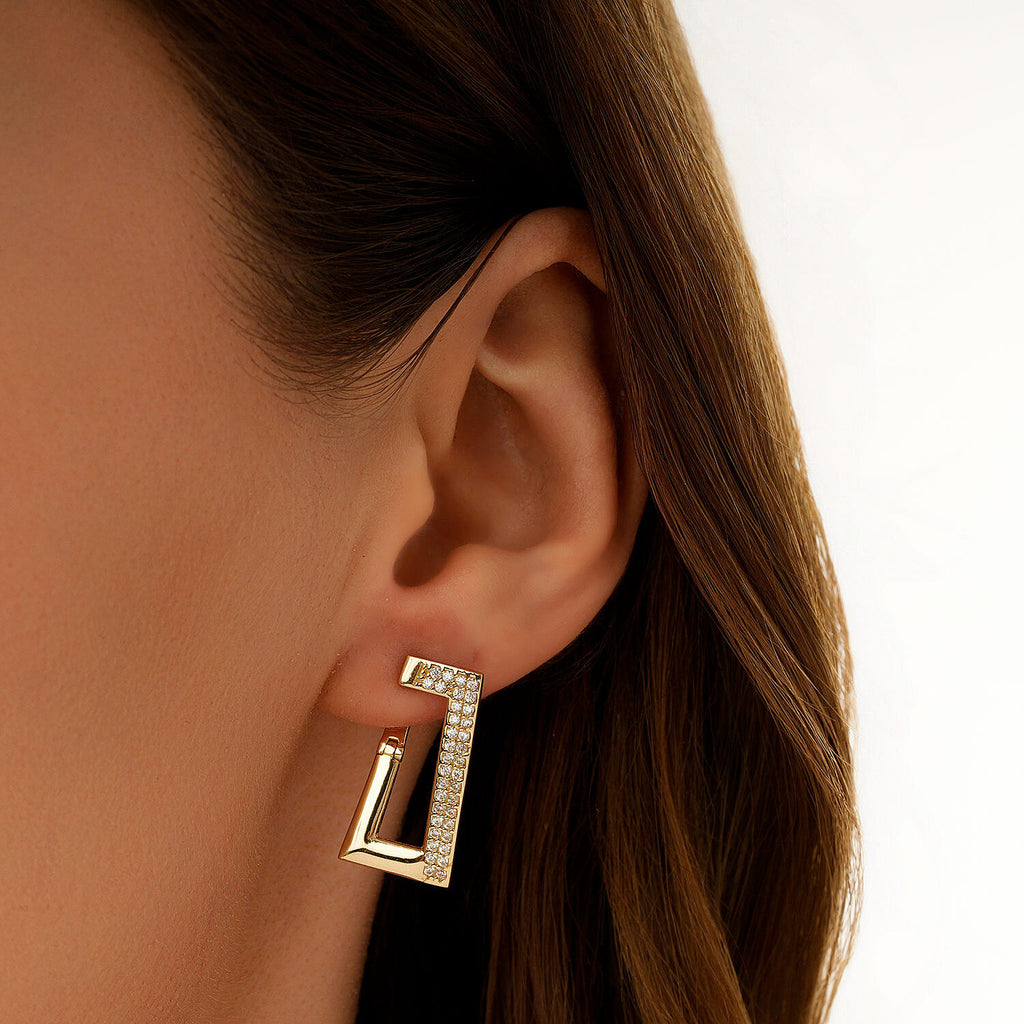 Gold Angled Hoop Earring