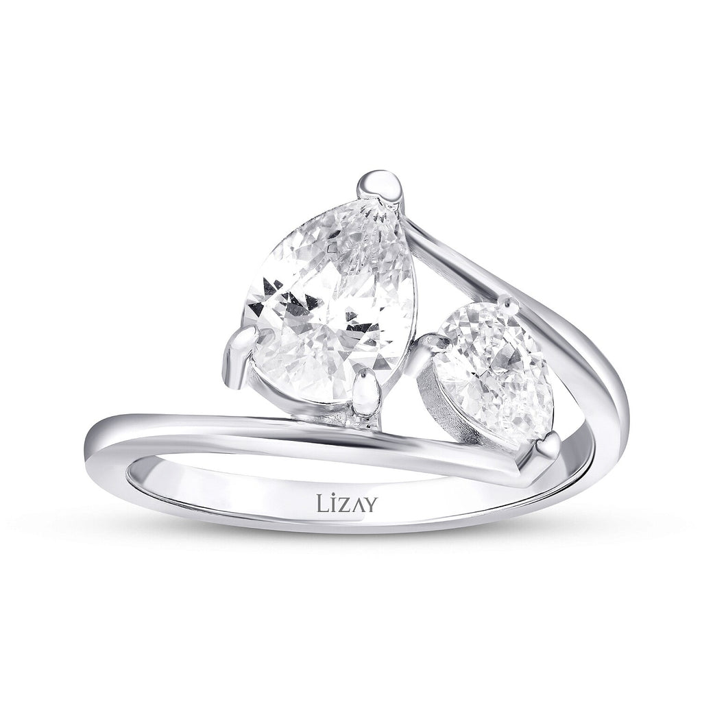 Two-Stone Pear-Cut Gold Ring