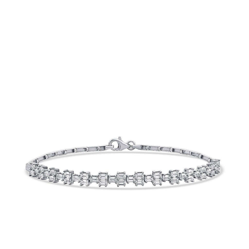 Gold Baguette Cut Tennis Bracelet