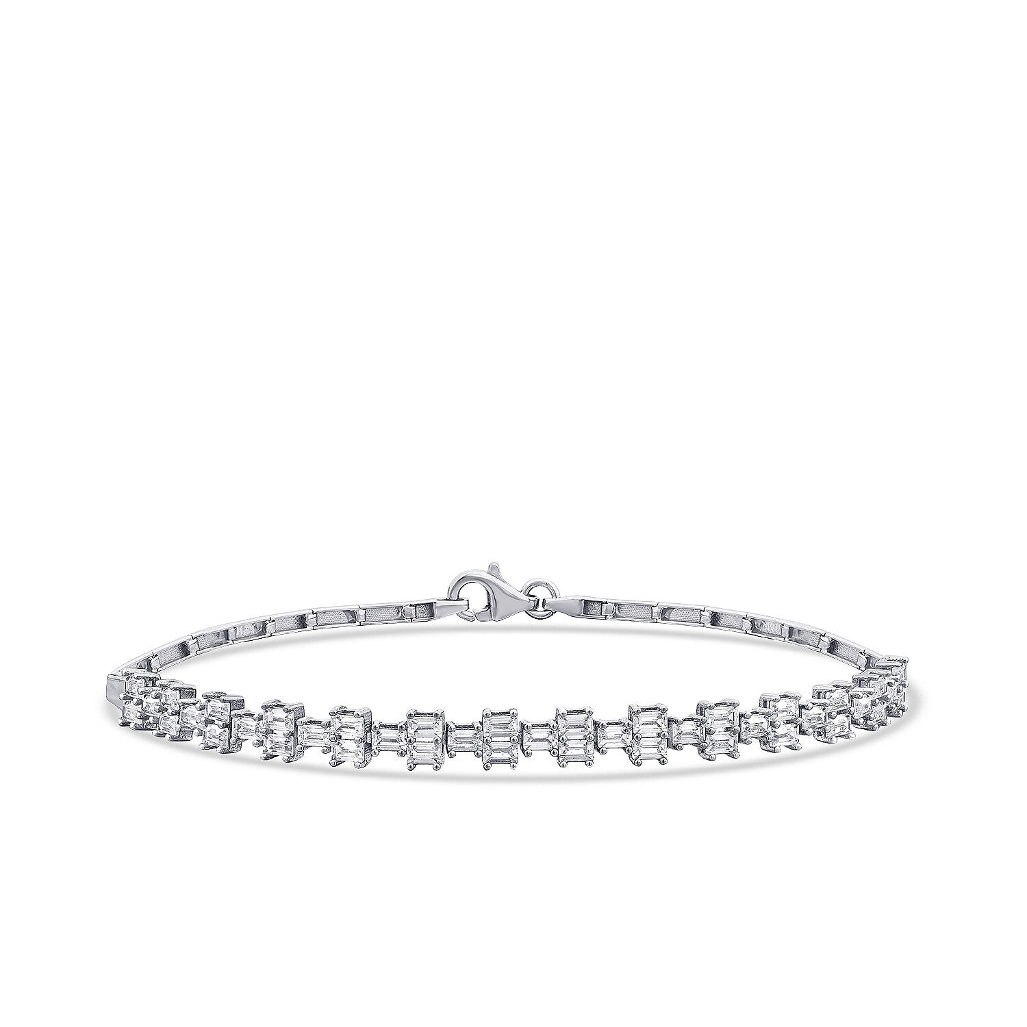 Gold Baguette Cut Tennis Bracelet